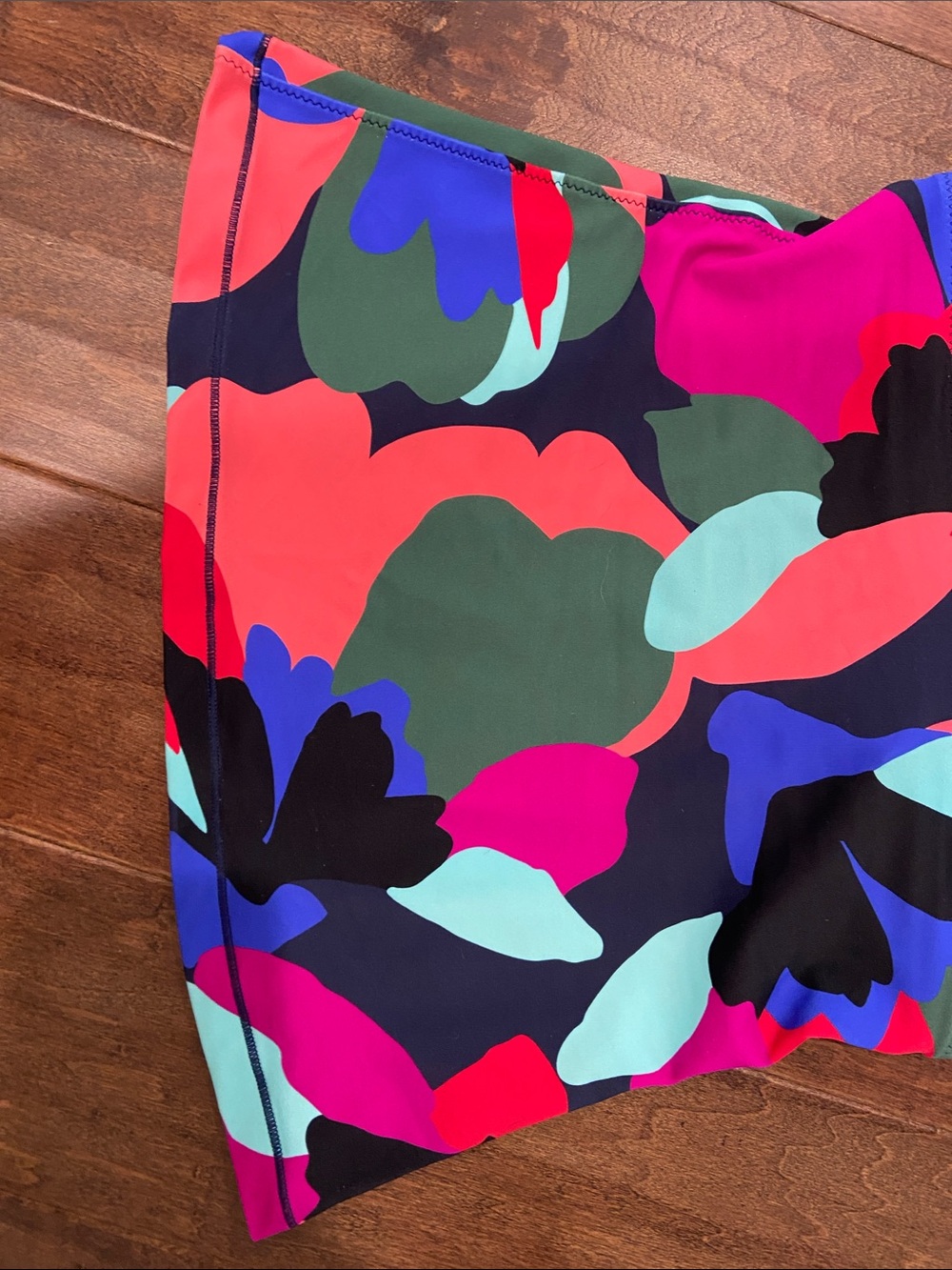 Athleta Multicolor Abstract Floral Tankini Top - Pink, Coral, Blue, Green, Black - Picture 3 of 6